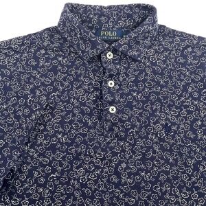 Polo Ralph Lauren Navy Blue White Chamomile Floral Polo Mens Short Sleeve Medium